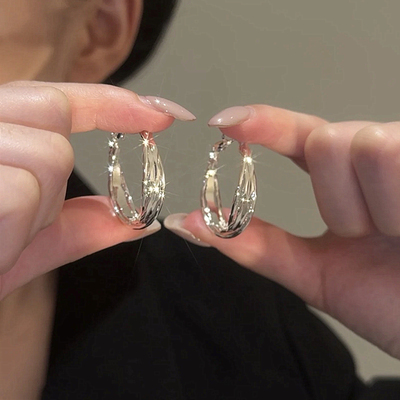 银色多层大圈圈耳饰金色圆圈