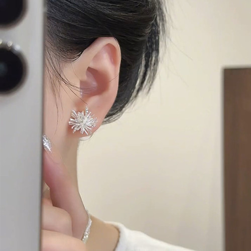 银针蒲公英烟花耳钉女高级感气质
