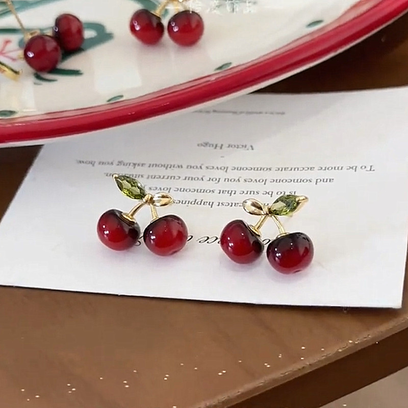 樱桃红色耳饰s925银针耳钉耳环新款爆款高级感轻奢圣诞节新年耳坠,饰品/流行首饰/时尚饰品新,耳环,淘宝优惠券,粉丝福利购,淘宝优惠卷