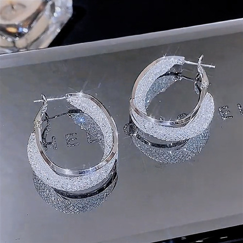 S925银针耳圈时尚气质耳环耳饰女