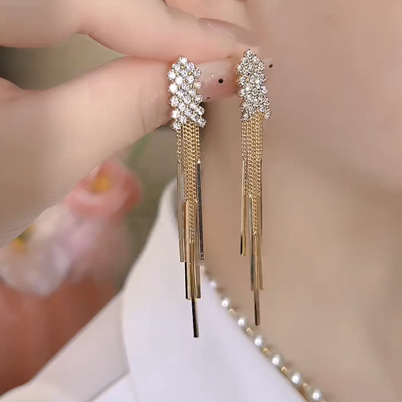 气质轻奢长款耳环流苏满钻耳坠