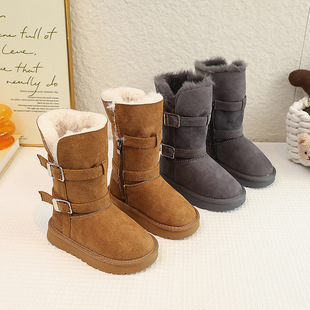 儿童雪地靴长筒女童冬季加绒保暖厚底防滑高筒靴东北加厚大棉靴子