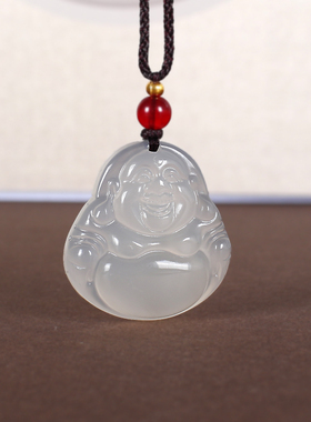 天然白玉髓佛公吊坠本命年男女