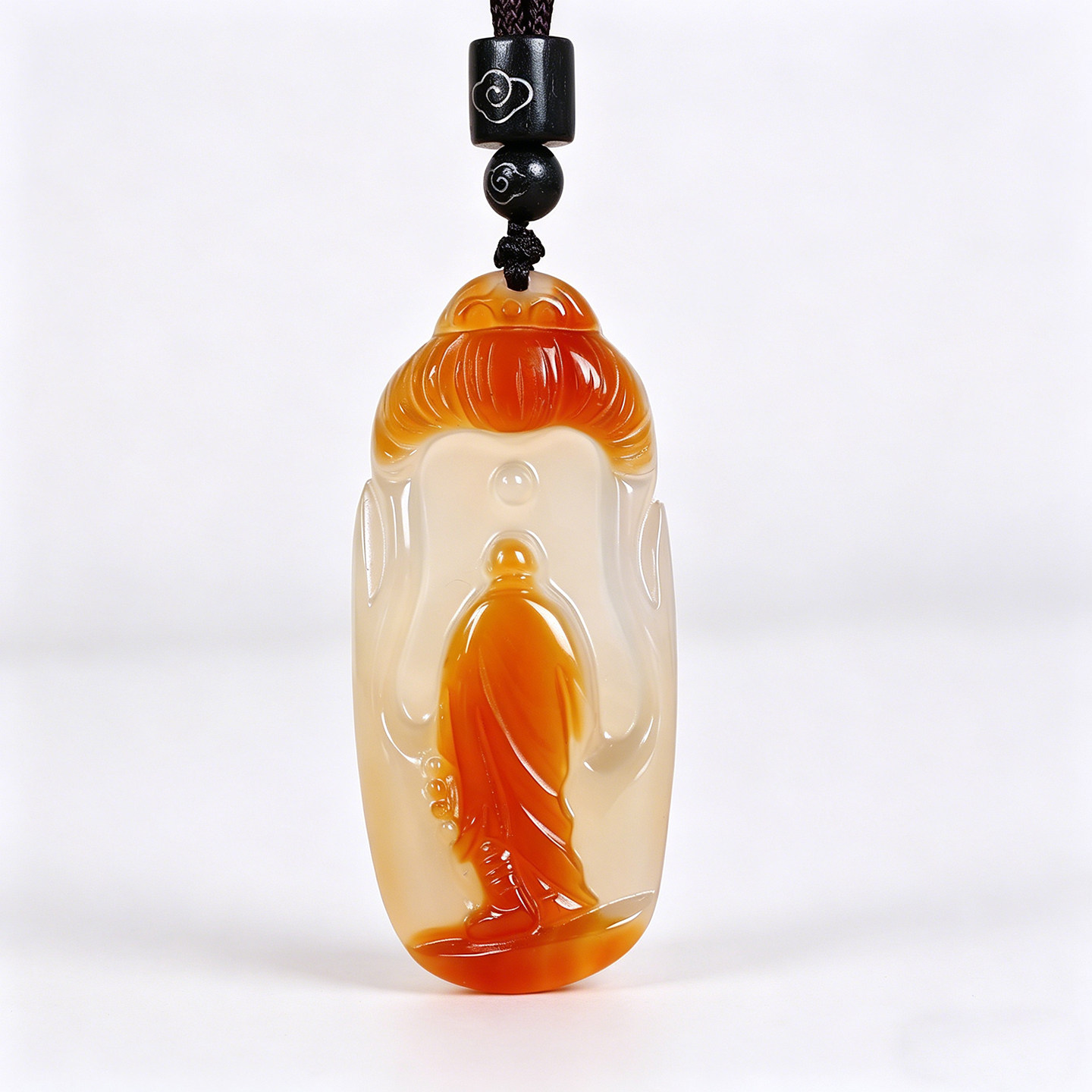 天然玉髓俏色糖黄色悟道佛玉石项链男女款个性玉佩挂件玉坠带证书