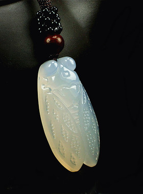 天然玛瑙冰种玉髓知了玉蝉