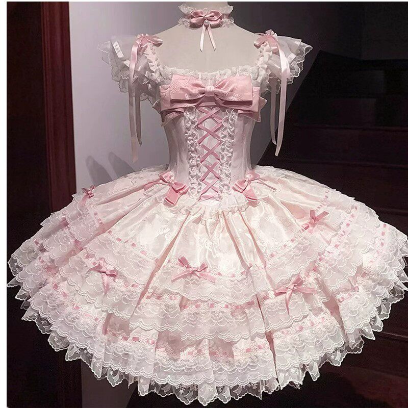 花屿蝶lolita裙子年会晚礼服女高端芭蕾风学生日成人礼甜美公主裙