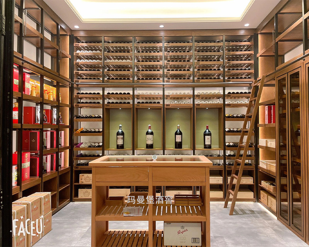 玛曼堡地下室酒窖别墅商用不锈钢恒温酒柜定制红酒柜雪茄柜展示柜