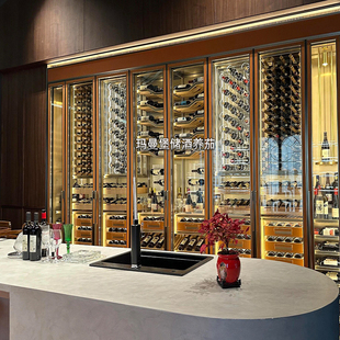 玛曼堡不锈钢恒温酒柜定制白酒展示柜酒窖酒柜设计源头生产厂家