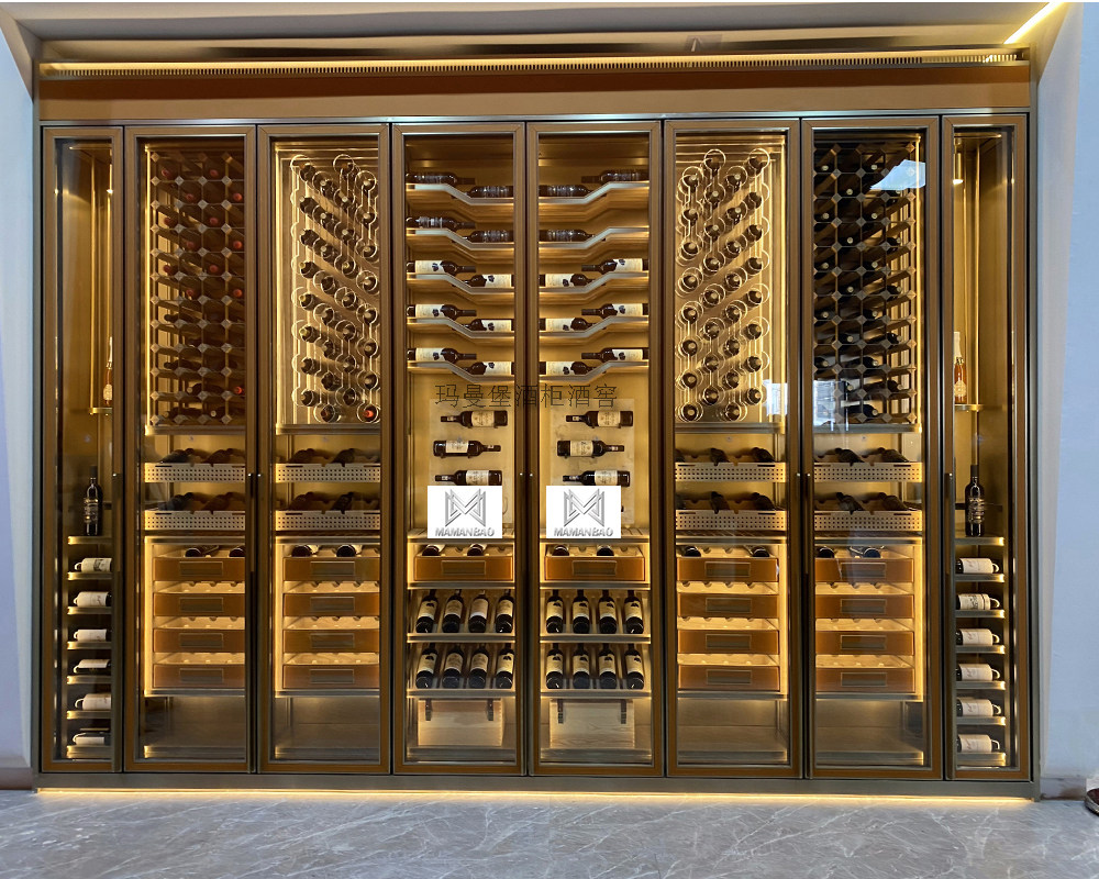 玛曼堡不锈钢恒温酒柜定制酒窖酒柜设计别墅酒柜白酒柜生产厂家