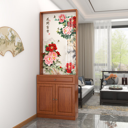 10年品质工厂进门沙发屏风隔断柜客厅入户实木正对大门玄关柜中式