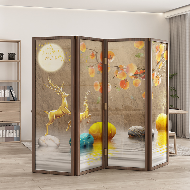 2025新款实木屏风隔断玄关客厅折叠移动新中式平风间房间分割神器