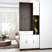 屏风隔断客厅简约现代入户进门实木置物架正对大门玄关柜鞋 柜一体