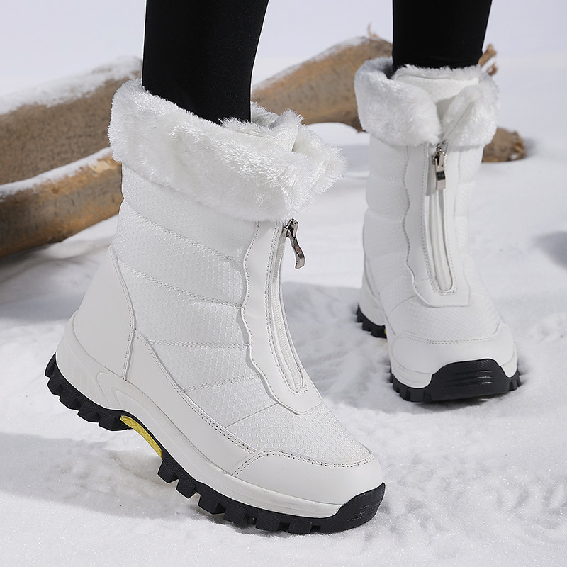 冬季款时尚雪地靴女款保暖防水防滑加绒棉鞋中筒加绒加厚户外防寒