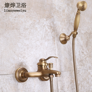 仿古全铜冷热水龙头简易淋浴花洒