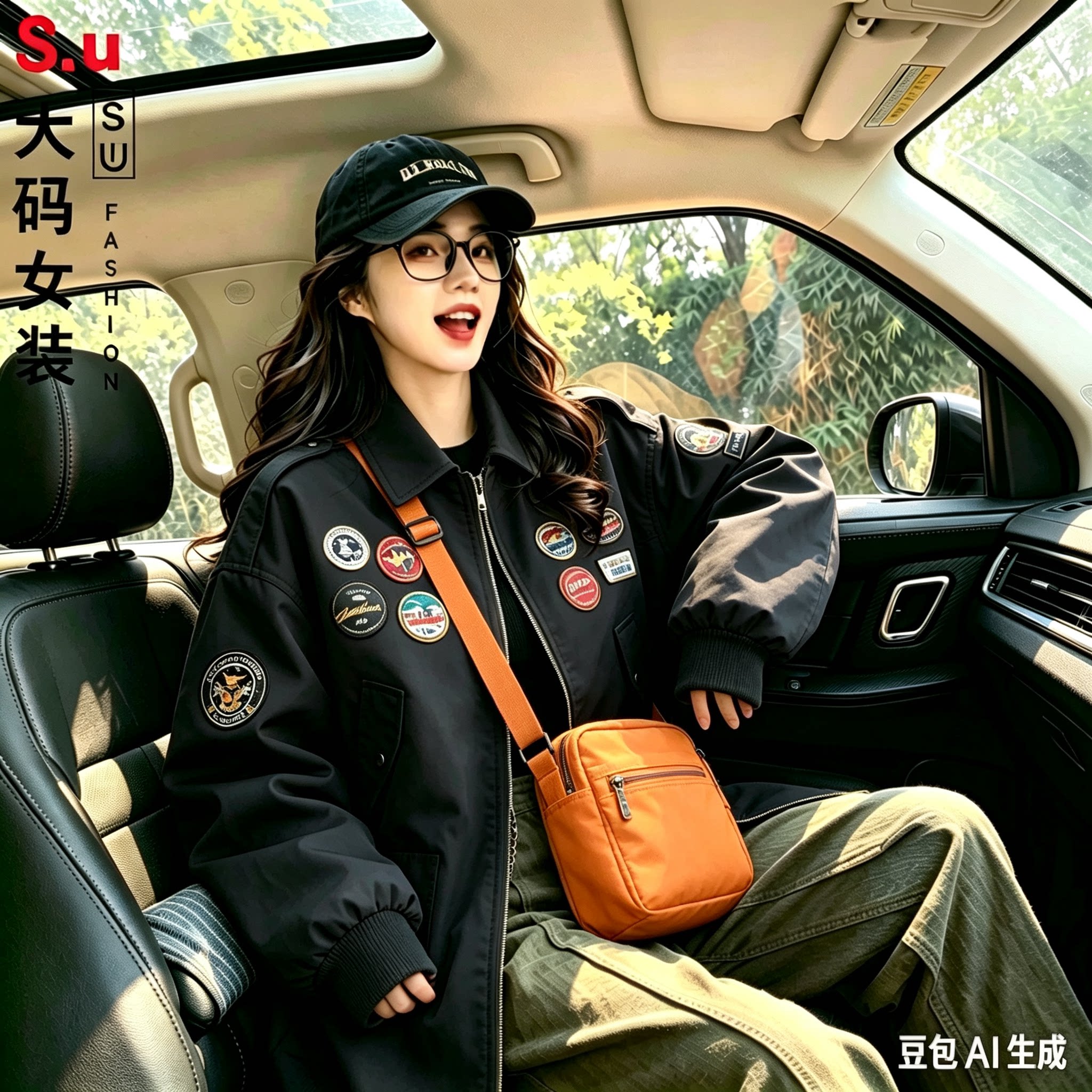 大码美式复古字母印花棒球服外套女春秋新款宽松休闲运动风上衣