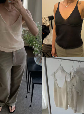 nothingwritten韩国代购26SS Lillia paper cami top V领针织背心