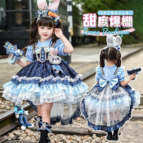 女童春夏款朱迪洛丽塔蛋糕礼服裙