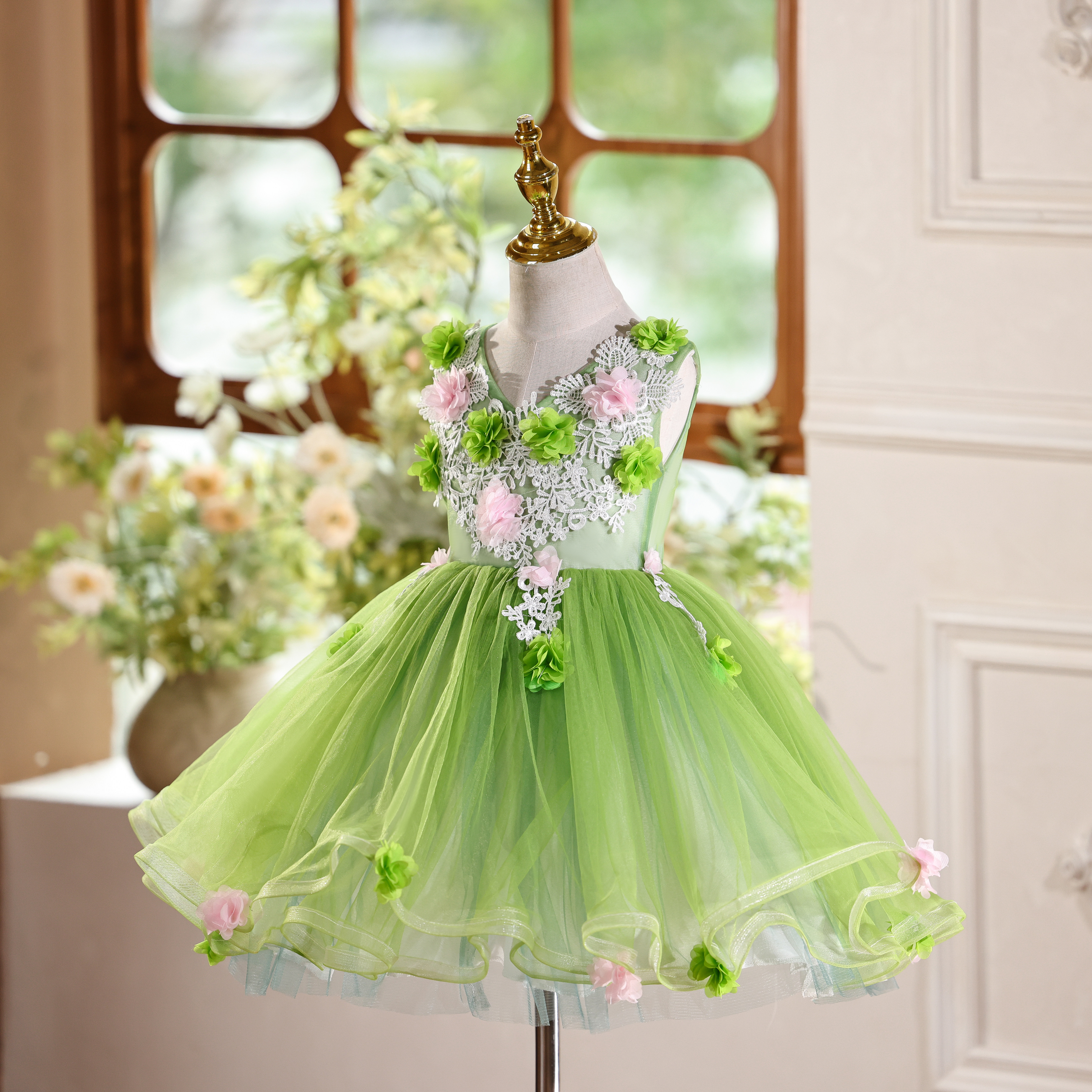 女童花仙子公主裙森系花朵连衣裙生日礼服儿童主持人钢琴演出服装