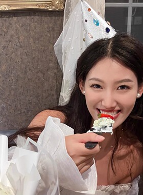 韩国ins网红派对钻石珍珠网纱生日帽成人儿童头饰派对氛围拍照道