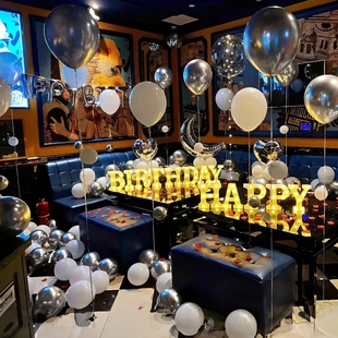 网红酒吧KTV生日快乐气球派对18岁成人礼场景布置装 饰用品背景墙