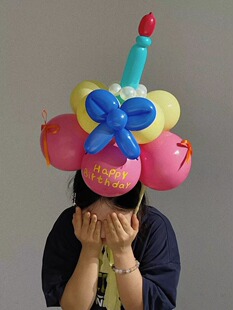 饰生日派对氛围拍照道具头套 ins风儿童蛋糕气球帽子男女孩布置装