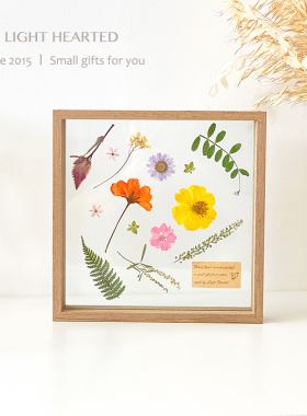 复古干花永生花压花玻璃画框植物标本相框桌面摆件生日节日礼物