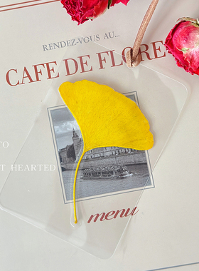 真叶幸运草四叶草银杏叶樱花标本画透卡天然许愿植物书签生日礼物