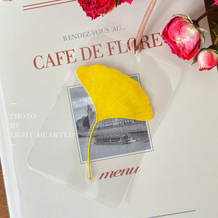 真叶幸运草四叶草银杏叶樱花标本画透卡天然许愿植物书签生日礼物