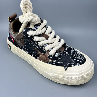 处理新款 男鞋 腰果花帆布鞋 厚底板鞋 男潮流复古百搭增高情侣鞋 断码