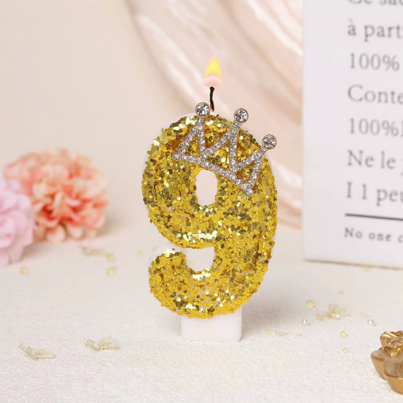 高贵大气金色皇冠生日数字蜡烛金色亮片蛋糕装饰品送给爱人的礼物