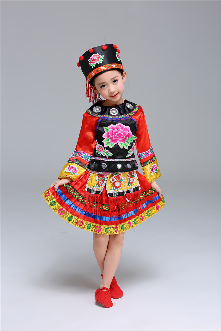 儿童少数民族舞台表演服装哈尼族幼儿园男女童哈尼族舞蹈服演出服