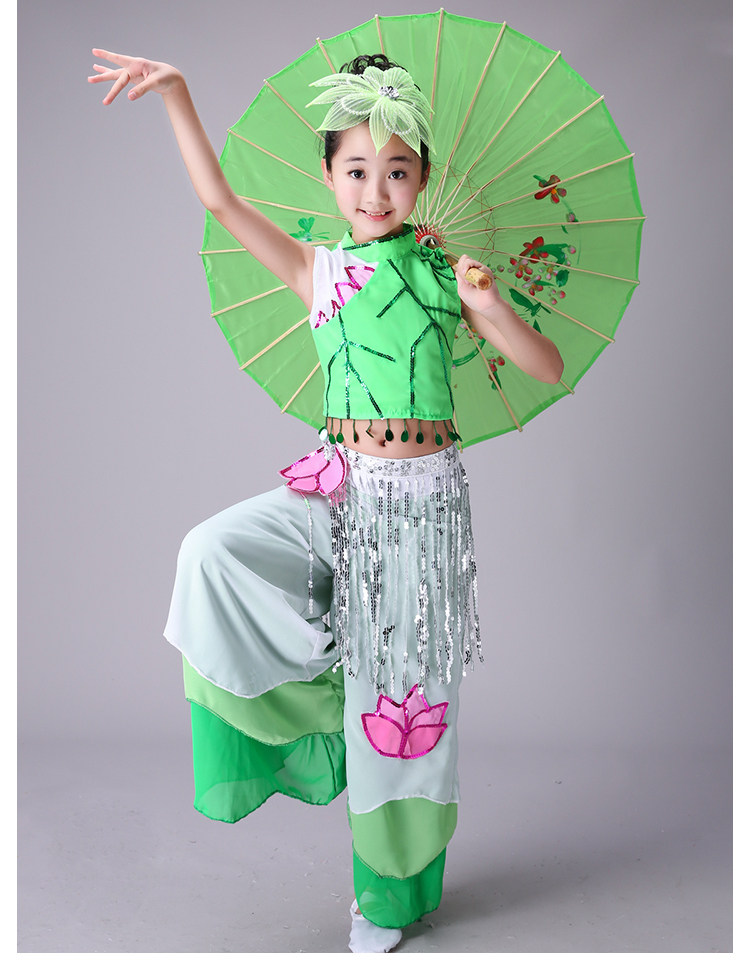 六一儿童古典舞秧歌服装女幼儿忆江南可采莲幼儿荷花舞蹈表演服饰