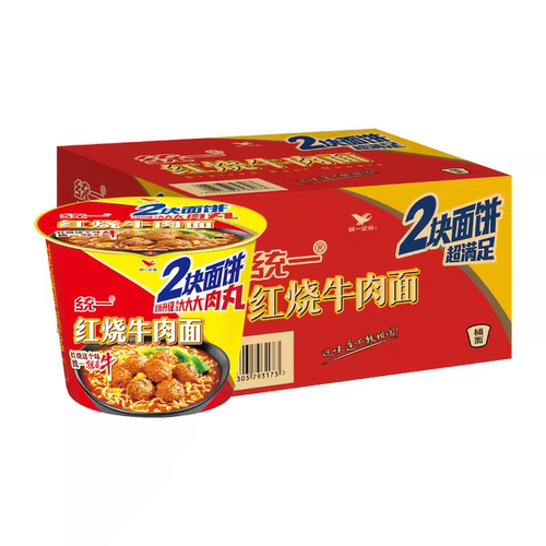 统一2面饼红烧牛肉面138g*12桶