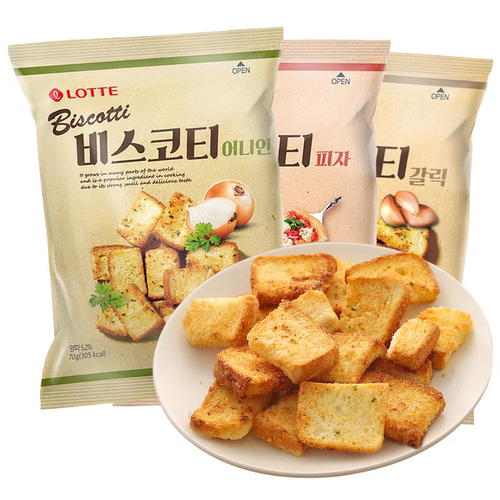 韩国进口乐天面包干蒜香味70g