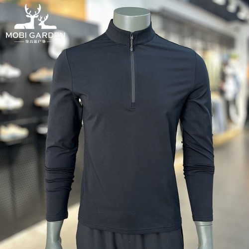 牧高笛男士半开襟立领长袖T恤