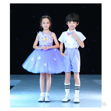 新款儿童演出服女童公主蓬蓬裙背带裤合唱服男六一儿童节表演服装