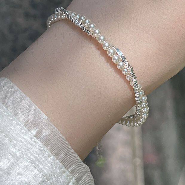 新款碎银双层缠绕银子送女生节日礼物轻奢高级精致气质贵气女手链