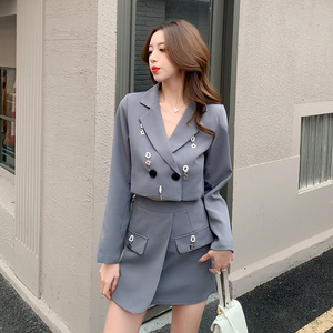 RM8994#新款网红时尚套装女短款西装外套+A字半身裙两件套