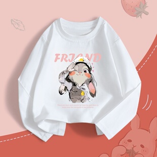 女童长袖t恤春秋纯棉新款上衣服儿童装洋气女宝宝打底衫春装A6