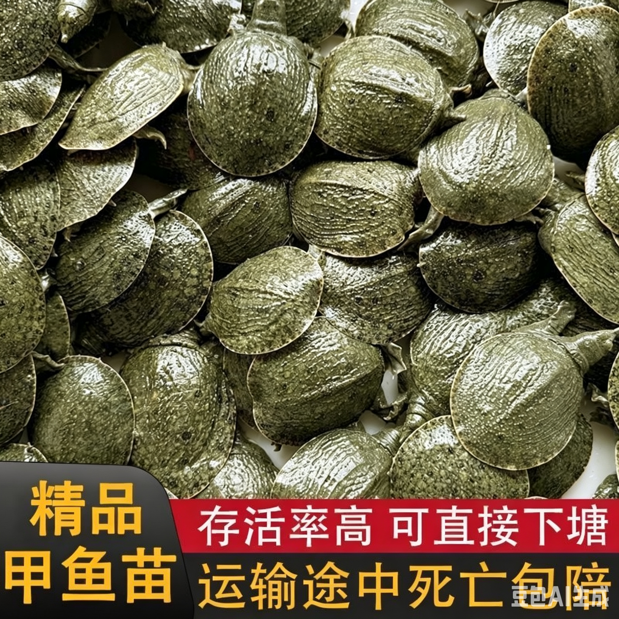外塘生态中华甲鱼苗100只鳖苗鲜活水鱼苗王八苗龙鱼活饵包邮包活