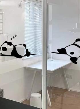 汽车贴纸有趣的卡通小熊猫厨房玻璃门贴纸  阳台移门防撞贴家居装