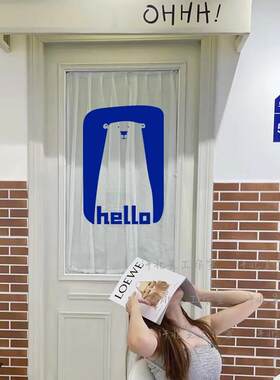 汽车贴纸hello你好卡通北极熊贴纸 服装奶茶咖啡店餐厅玻璃门墙面
