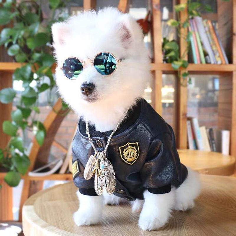 秋冬装小狗衣服泰迪雪纳瑞法斗加绒加厚保暖机车皮衣黑色百搭外套