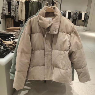 潮牌冬季新品男装复古风灯芯绒休闲宽松面包羽绒服 ML41R1KF2000