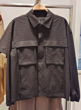 2024春秋季新款男装复古风工装口袋纯色抗皱纹夹克外套M132049