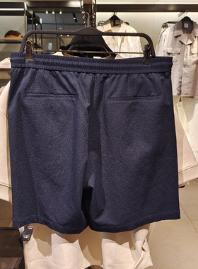 ZA24夏季新品 男装 宽松弹力泡泡纱打褶休闲5分短裤 7380568 800