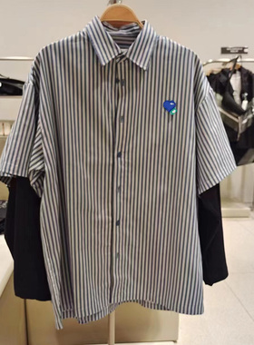 2024男装春秋季休闲宽松假两件长袖外套图案条纹衬衣UMV230011