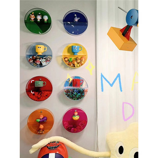 盲盒展示架亚克力收纳挂墙摆件潮玩手办家用客厅玄关收纳盒多巴胺