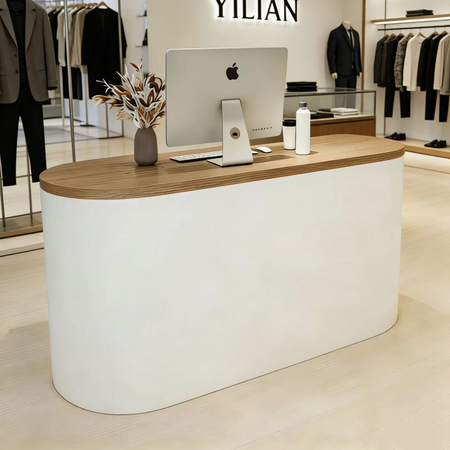 服装店收银台柜台简约现代美容院吧台女装店铺前台接待台小型烤漆