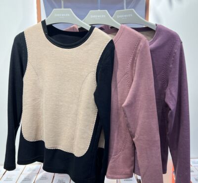 兄华秋冬女士圆领保暖内衣蚕丝羊绒贴片加厚发热秋衣裤套装58286